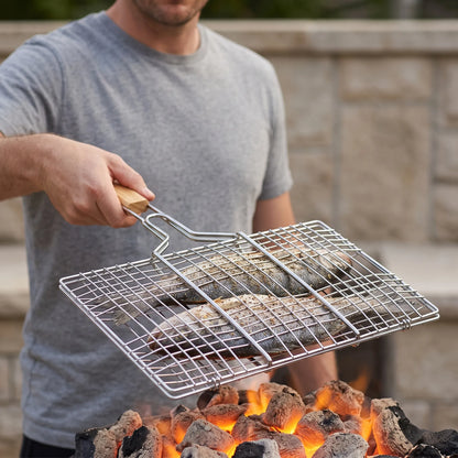 Hinged Outdoor Cooking Basket - Emberflip