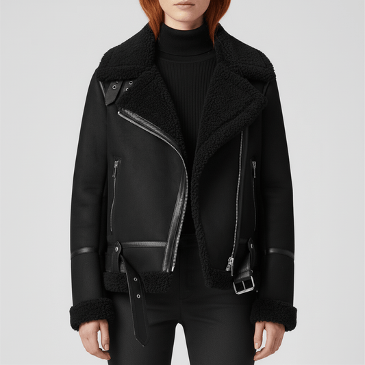 Klassische Lammfell-Inspirierte Jacke - Sophie