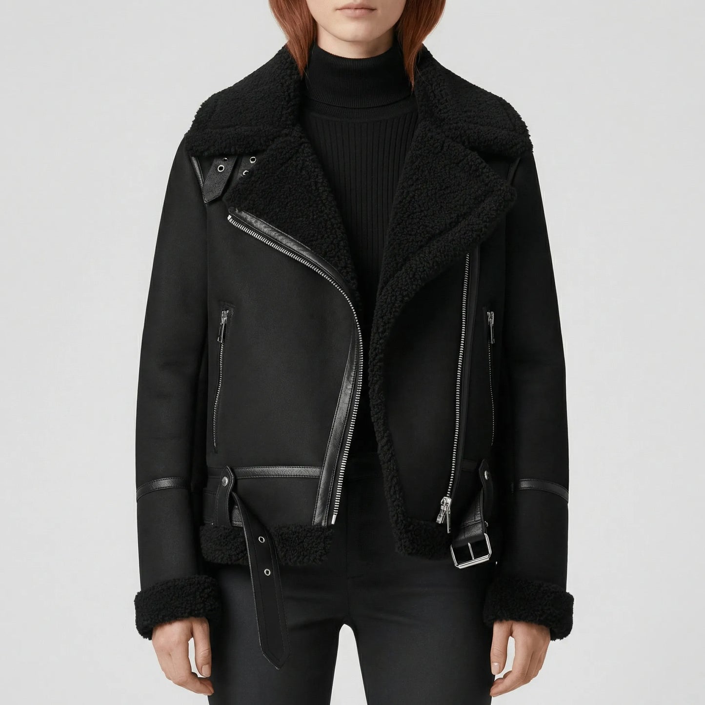 Klassische Lammfell-Inspirierte Jacke - Sophie