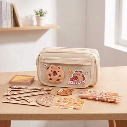 Large Capacity Multi-Compartment Stationery Pouch - Pouchio