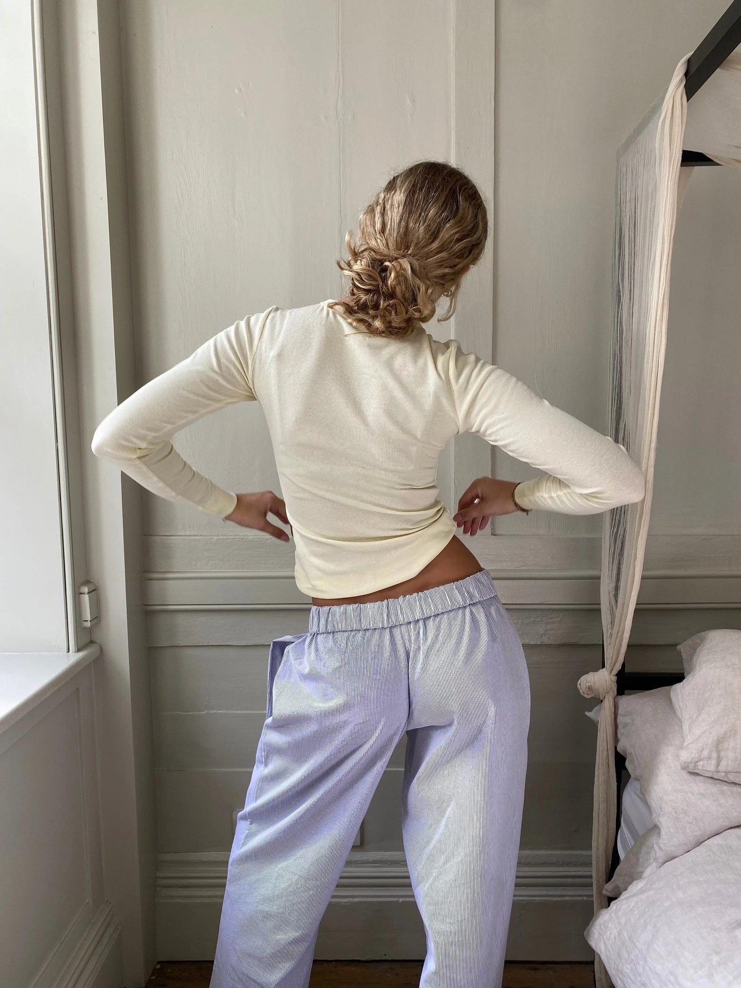 Ladies' lounge trousers with a stripe pattern – Elvira