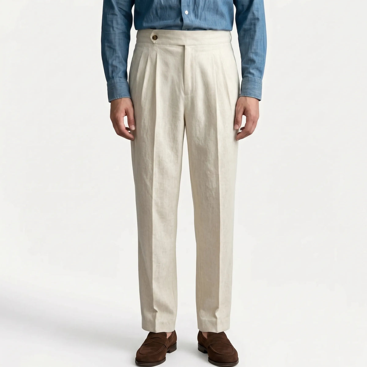 Mens High Waisted Suit Trousers -  Francis