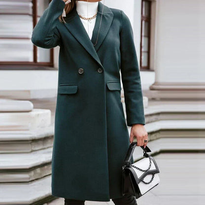 Long women's coat with button placket – Helena