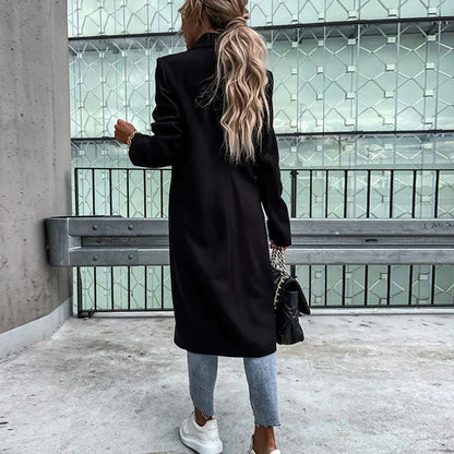 Long women's coat with button placket – Helena