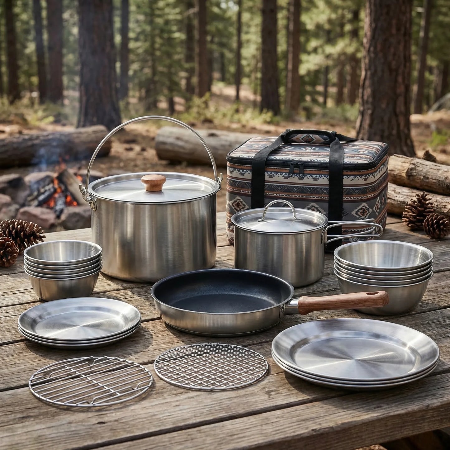 Multi-Piece Outdoor Camping Cookware Set -  Campori