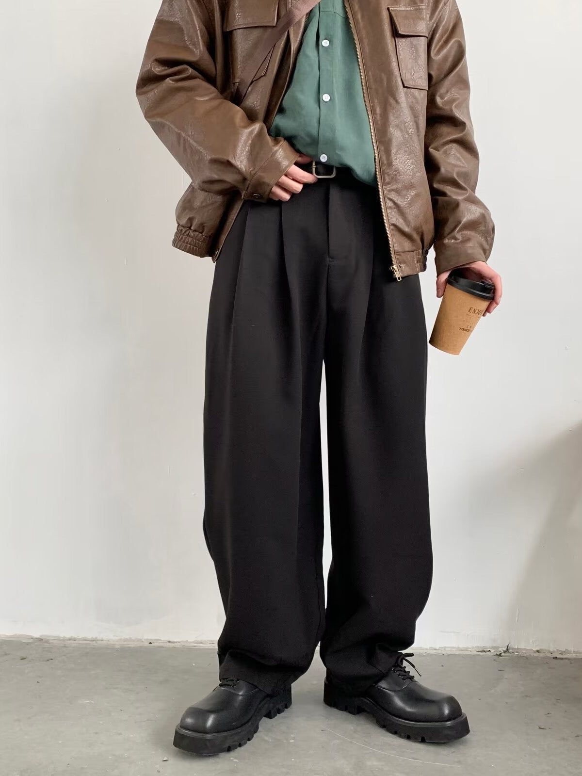 Wide-cut men's fabric trousers - Laurin