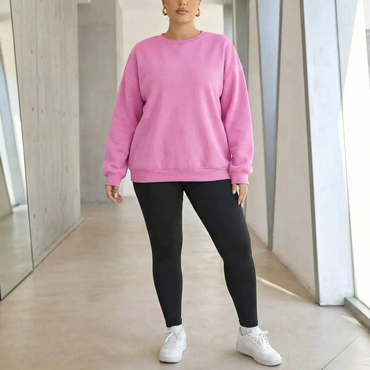Oversized Crew Neck Pullover Sweatshirt - Christy