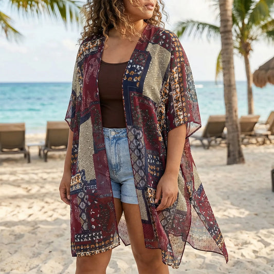 Plus-Size Bohemian Style Beach Duster - Patty