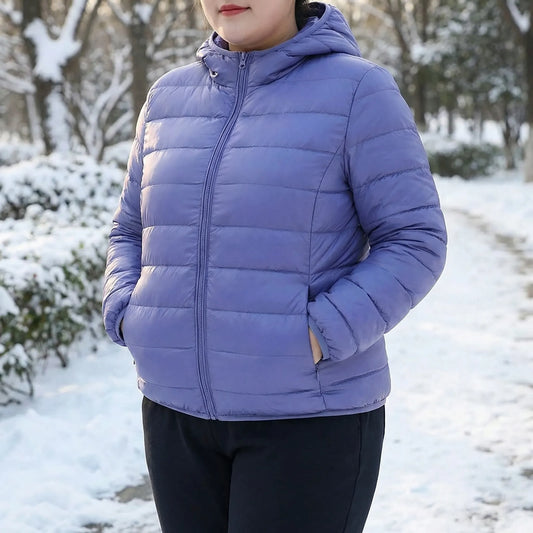 Plus-Size Insulated Zip-Up Jacket - Rose