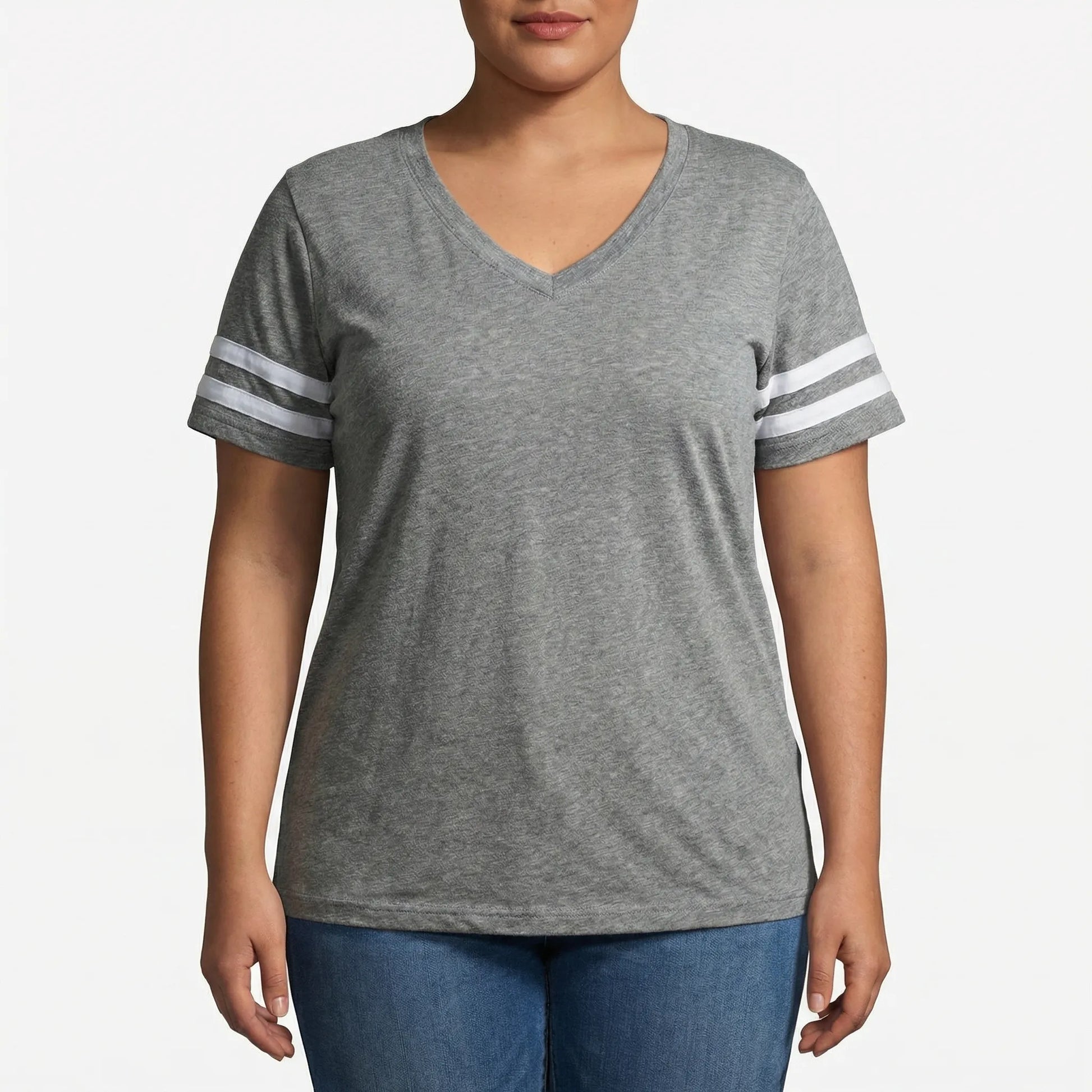 Plus Size Loose V-Neck Tee - Lorraine