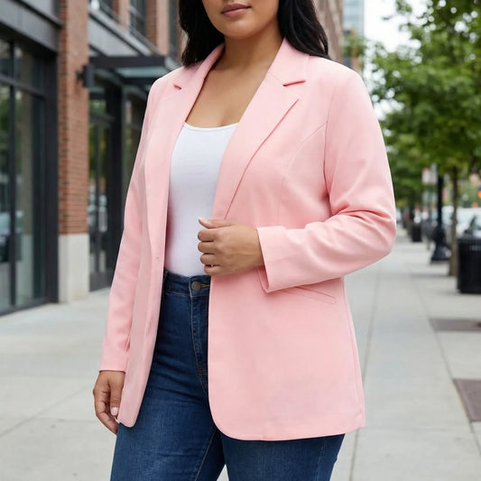 Plus Size Open-Front Lapel Blazer - Louise