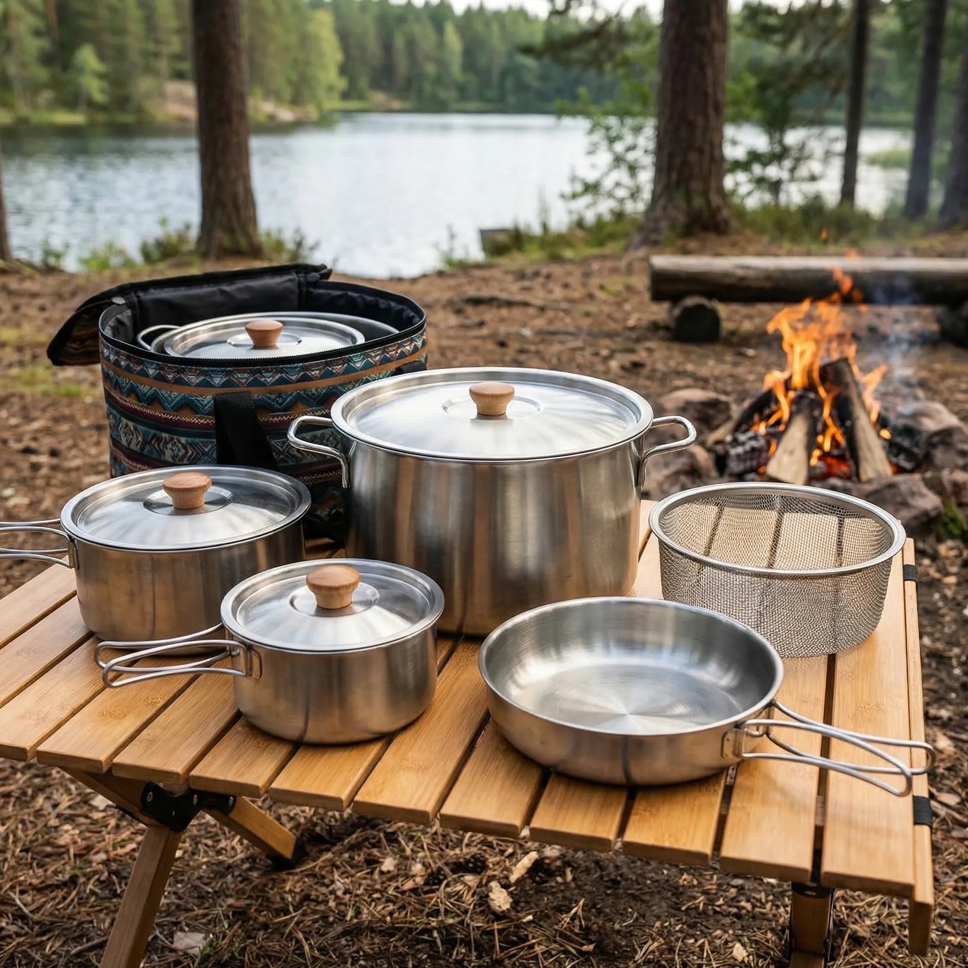 Portable Multi-Piece Outdoor Cookware Set -  Outvenco
