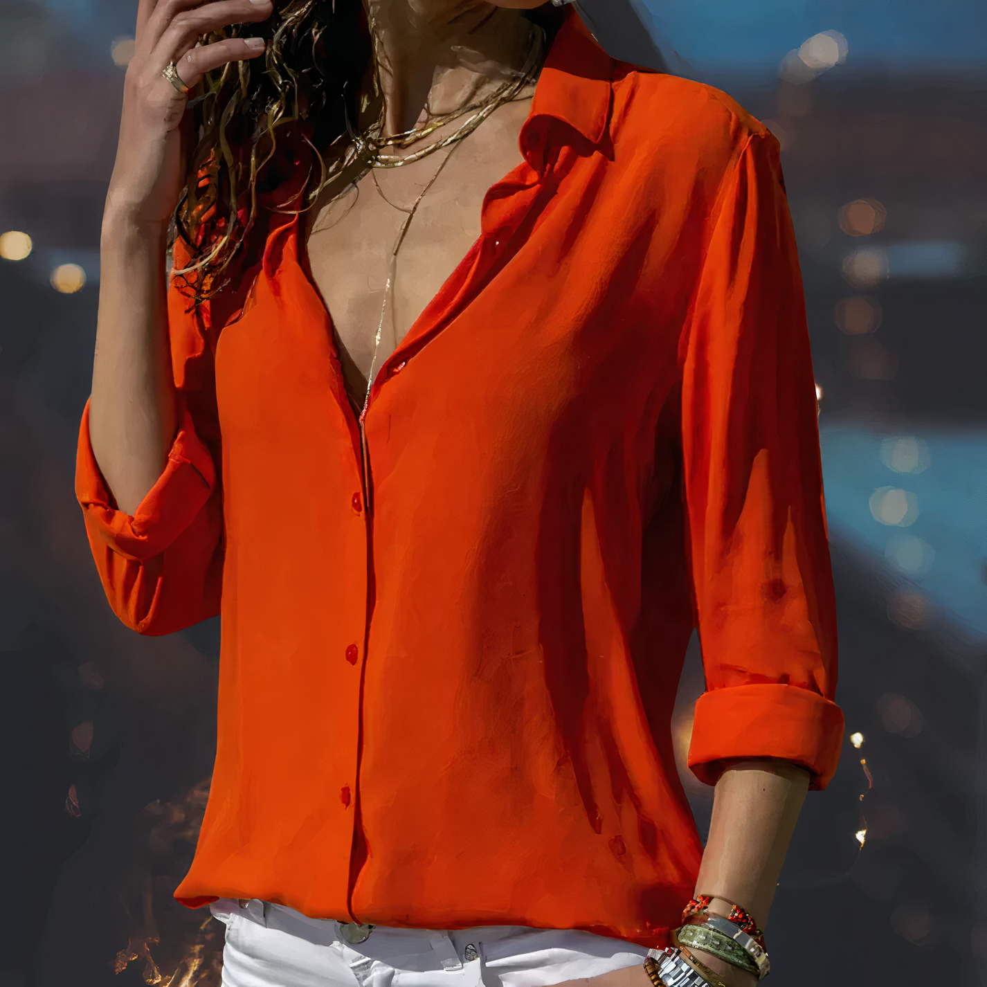 Flowing shirt blouse with button placket – Selin