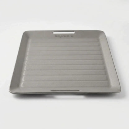 Ridged Titanium Camping Grill Plate With Tongs -  Flamekit