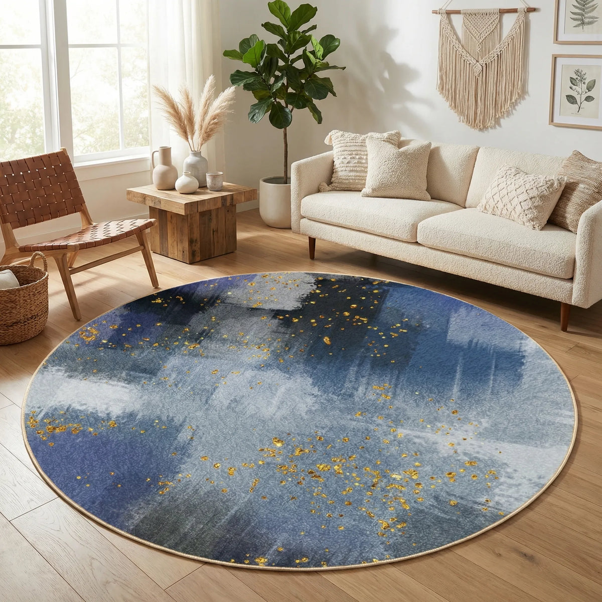 Round Abstract Boho Rug - Auralune