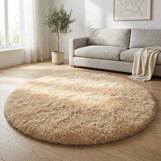Round High Pile Area Rug - Plusharo