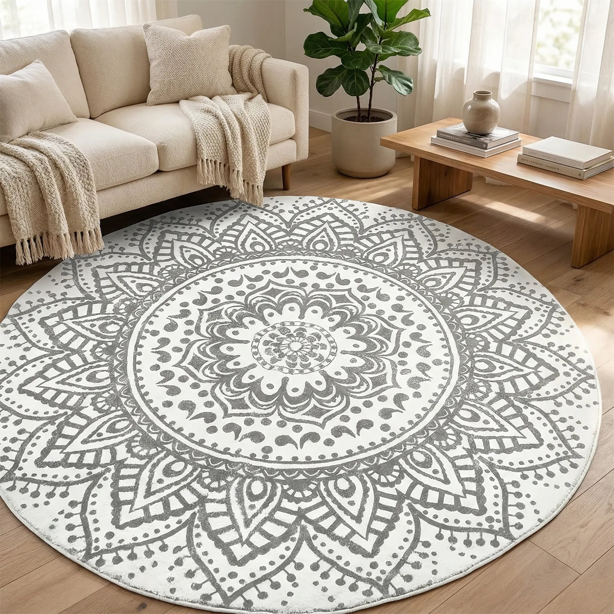 Round Patterned Accent Rug - Mandavelle