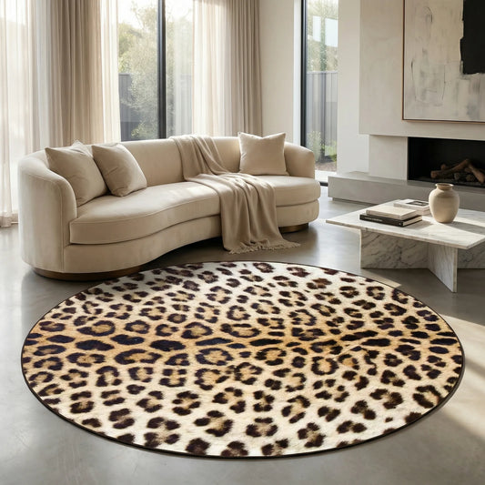 Round Patterned Area Rug - Leopurex