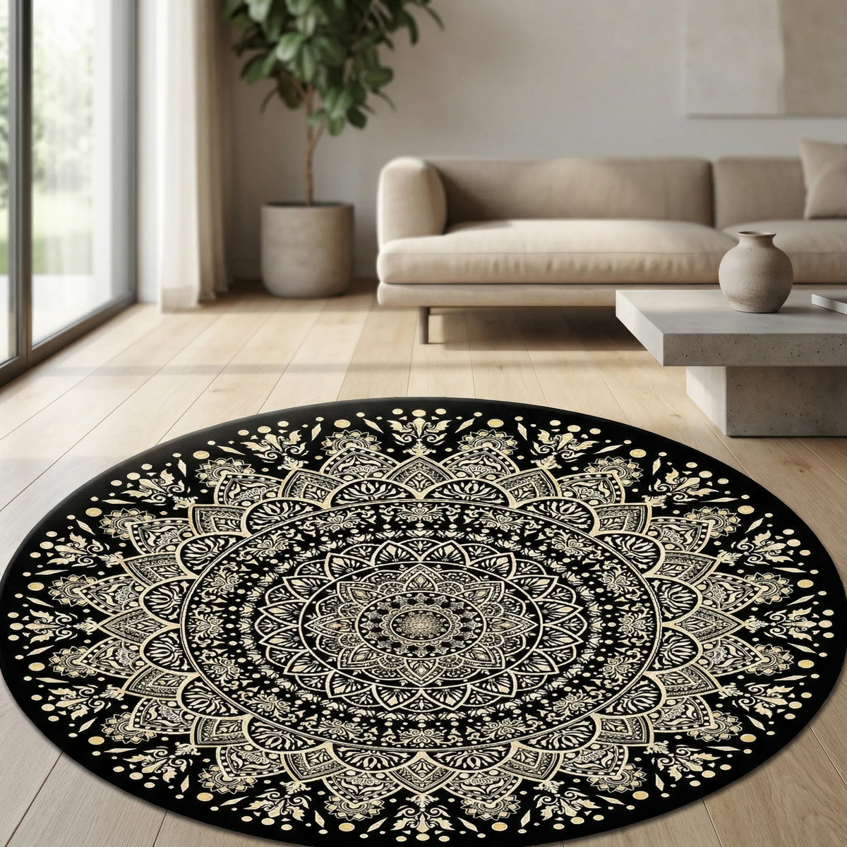 Round Patterned Area Rug - Lunadara