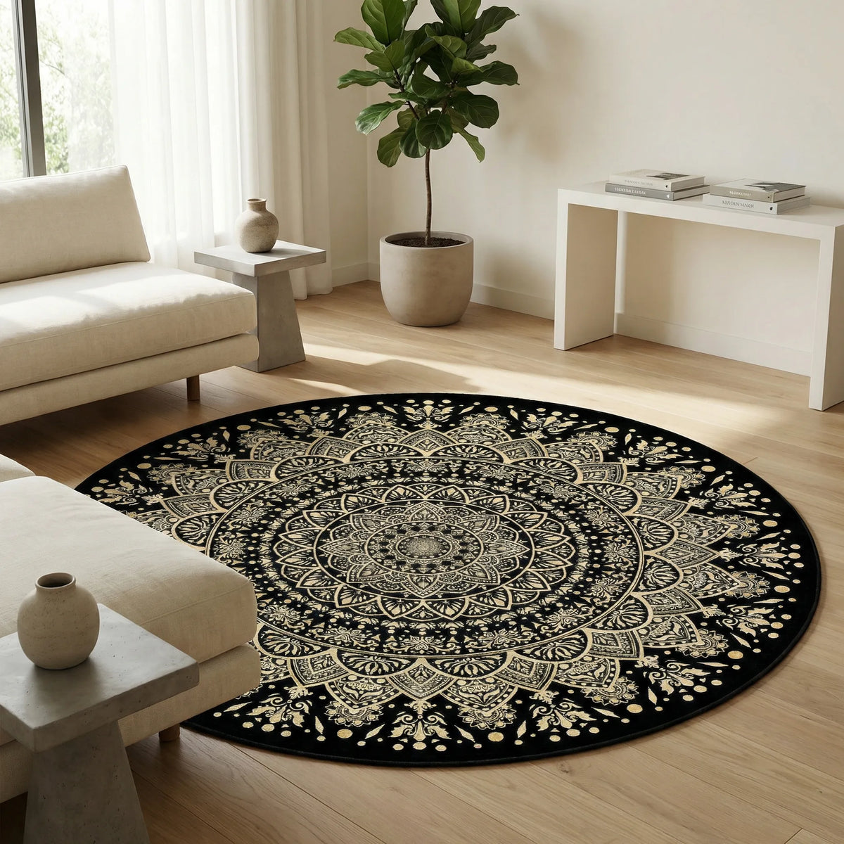 Round Patterned Area Rug - Lunadara