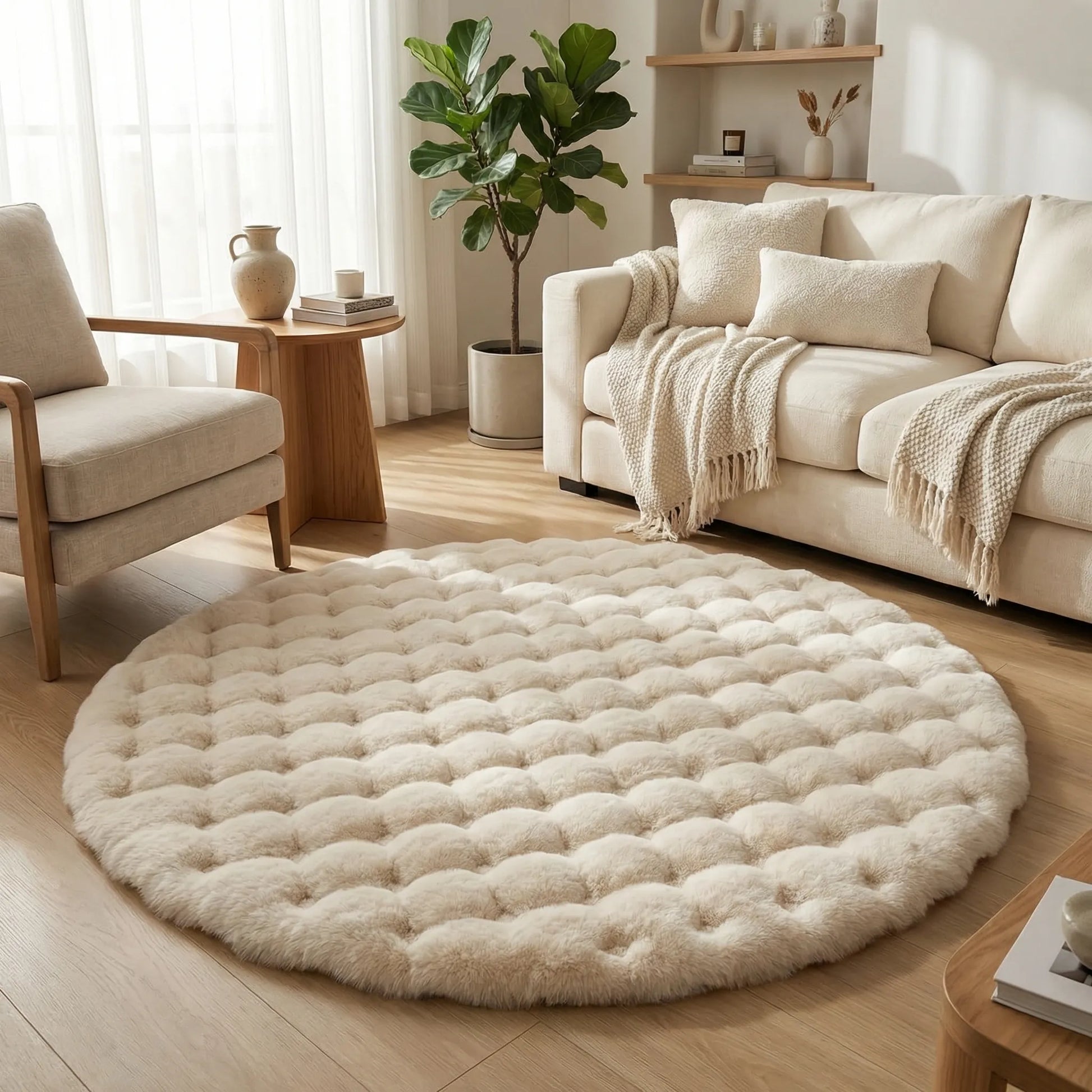 Round Plush Area Rug - Veloura
