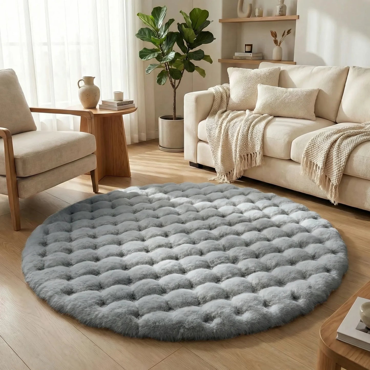 Round Plush Area Rug - Veloura