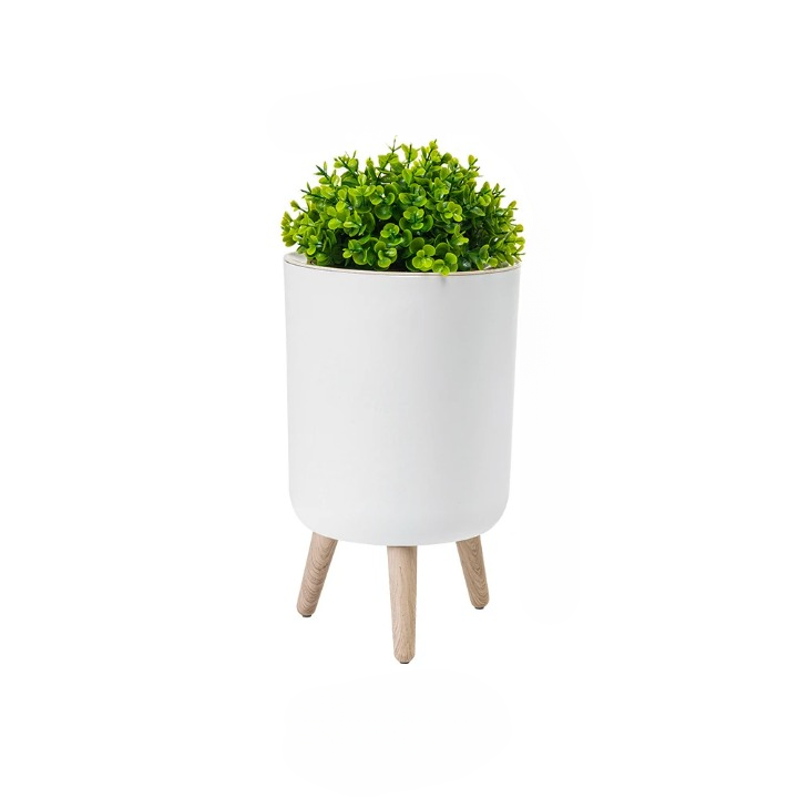 Wooden High Foot Trash Can with Press Cover – EcoBin