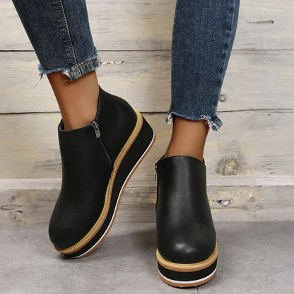 Stylish autumn wedge ankle boots – Mila