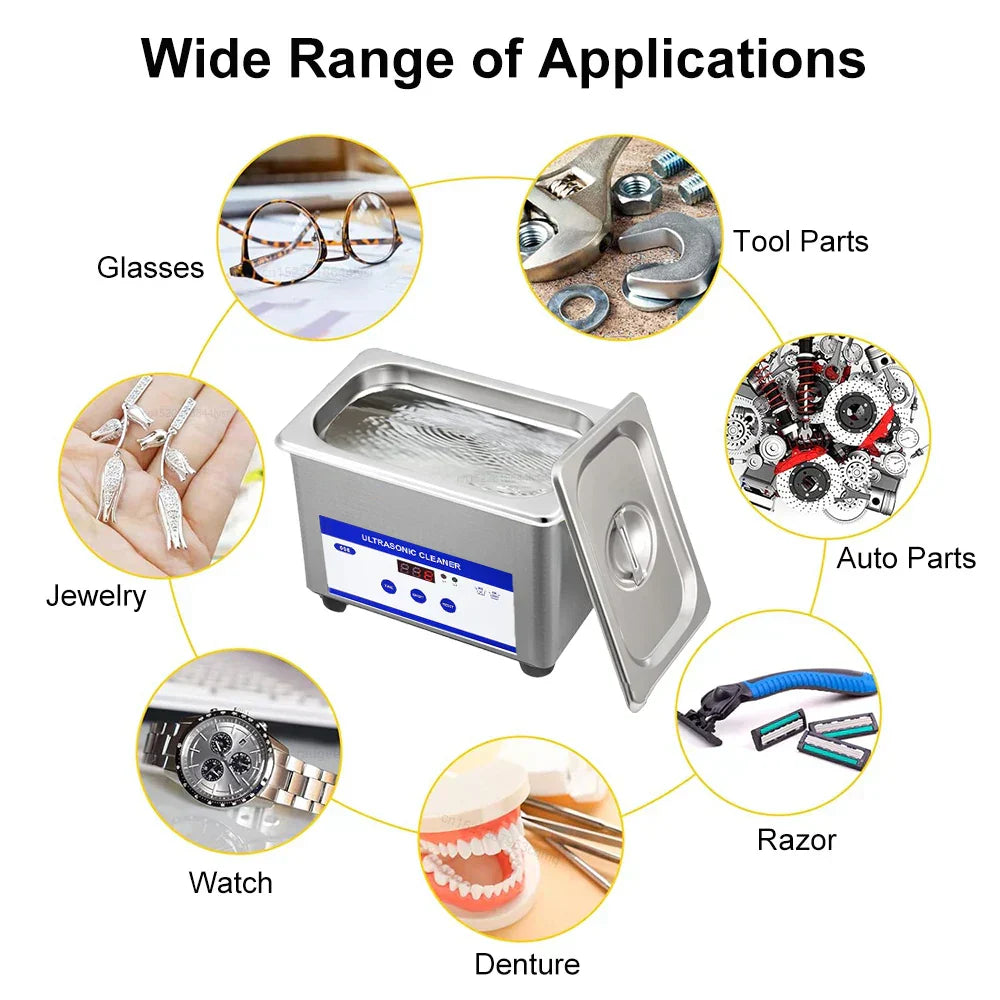 Ultrasonic Glasses Cleaner 40kHz Stainless Steel Jewellery Cleaning Machine – ClearWave