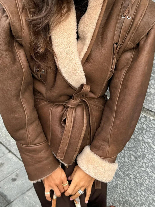 Ladies Fur-Lined Leather Jacket – Selma