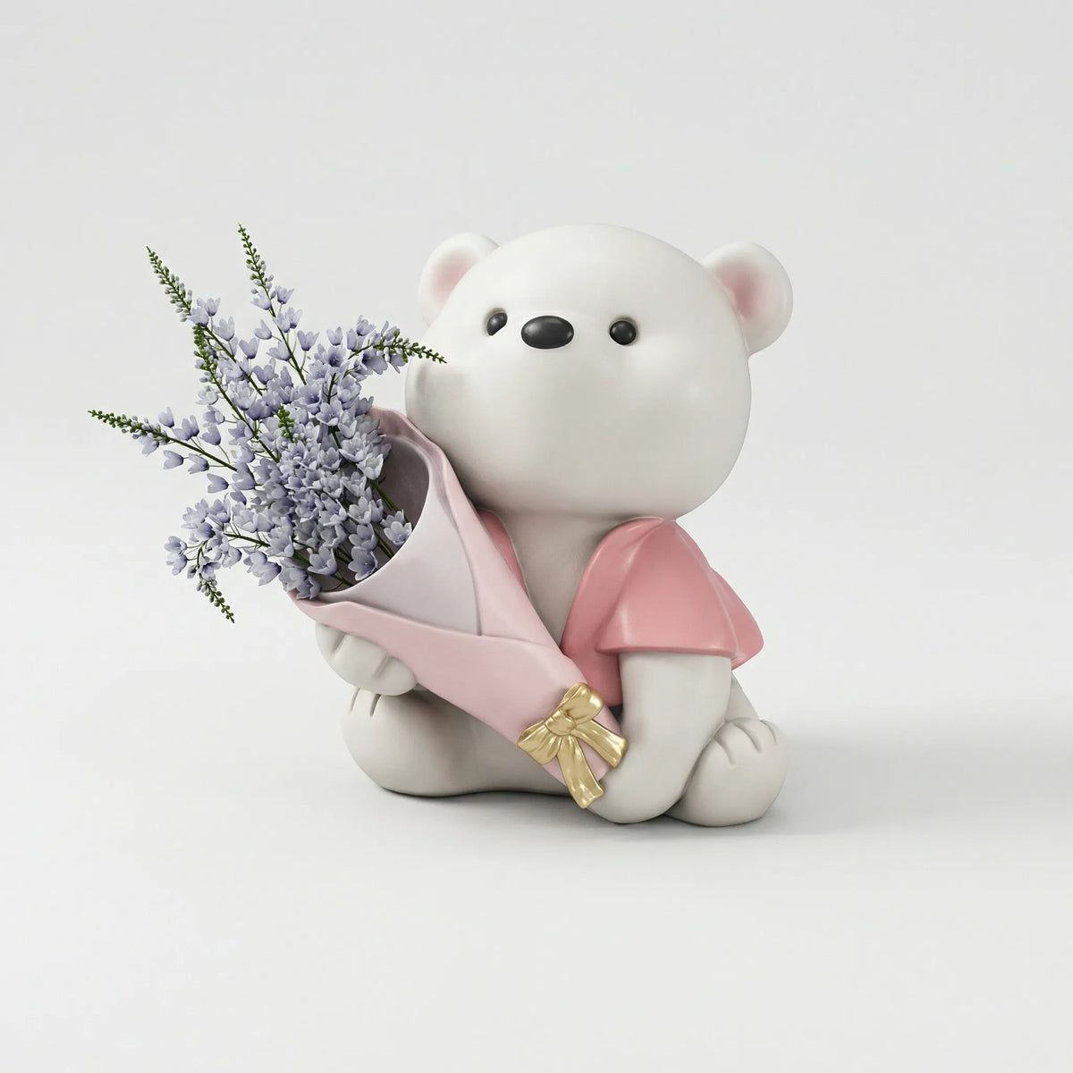 Schattig Beertje Met Bloemenboeket - TeddyBloom