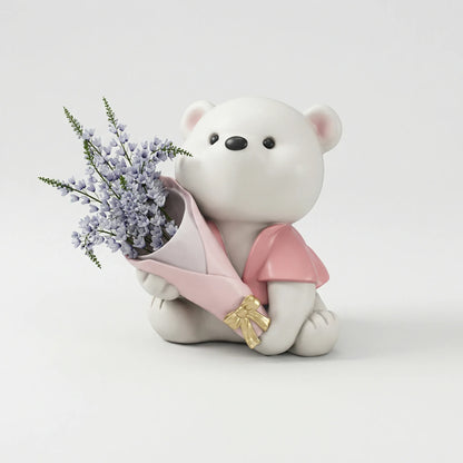 Schattig Beertje Met Bloemenboeket - TeddyBloom
