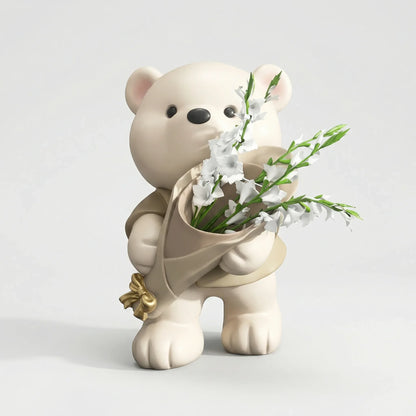 Schattig Beertje Met Bloemenboeket - TeddyBloom