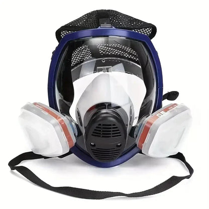 Full Face Respirator Mask with Anti-Fog Lens and Industrial Gas Filters