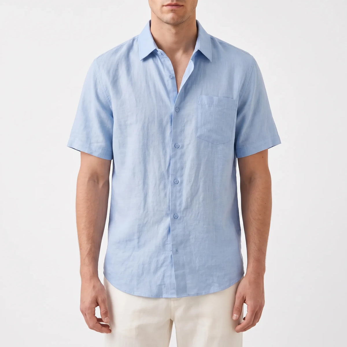 Short-Sleeved Casual Button-Up Shirt -  Josh