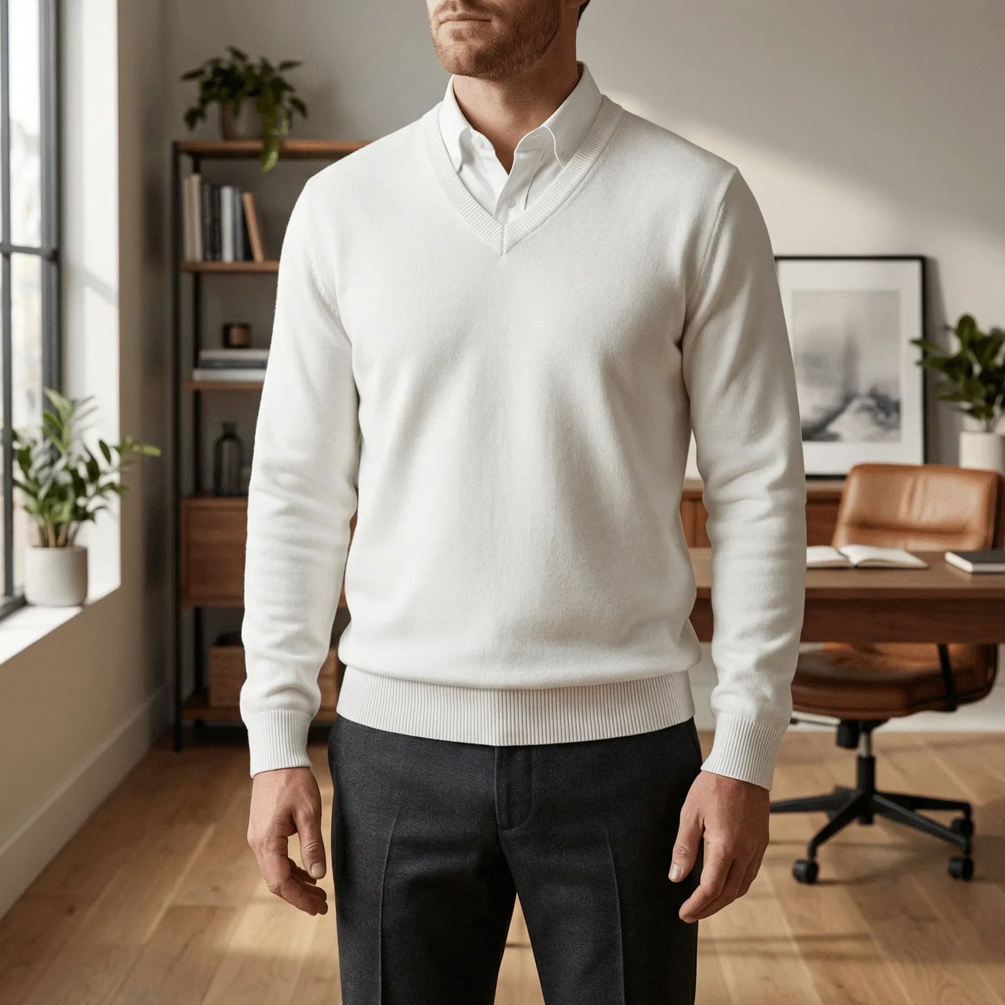 Slim-Fit V-Ausschnitt Pullover - Keanu