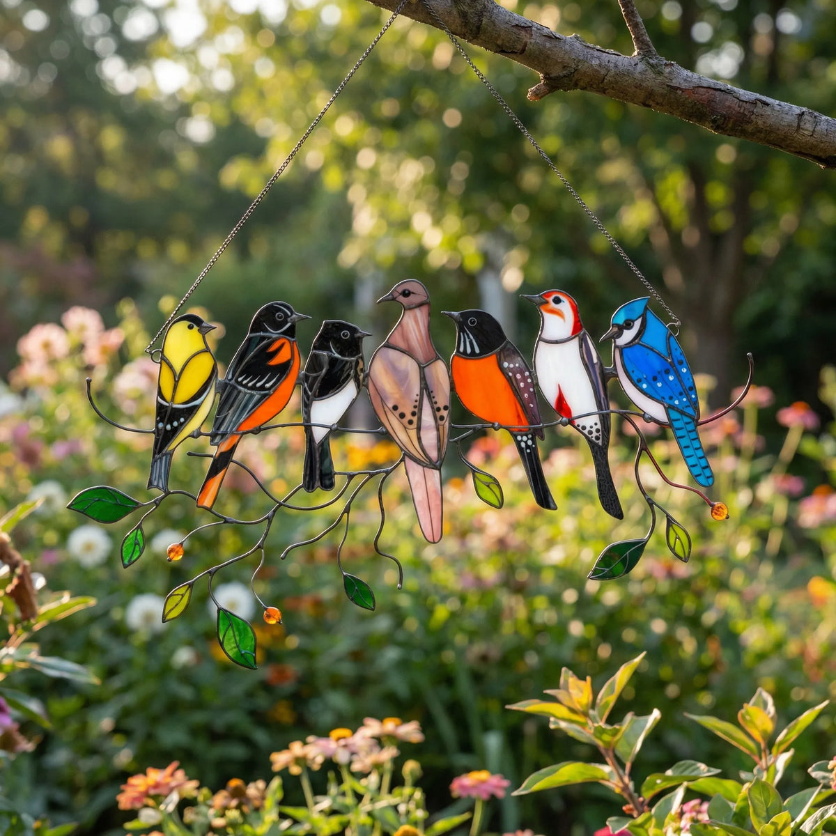 Stained Glass Bird Suncatcher - AureliaBirds