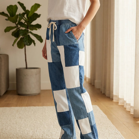 Straight-Leg Printed Casual Pants - Lucia