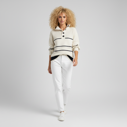 Strukturierter Strickpullover Mit Streifen - Judy