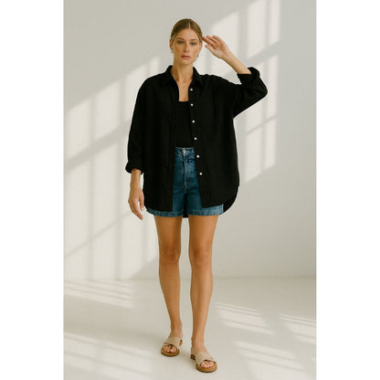 Linen Ladies Blouse with Button Closure – Marise