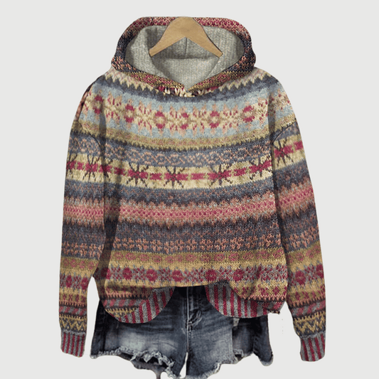 Warm Ladies Hoodie with Pattern – Freya