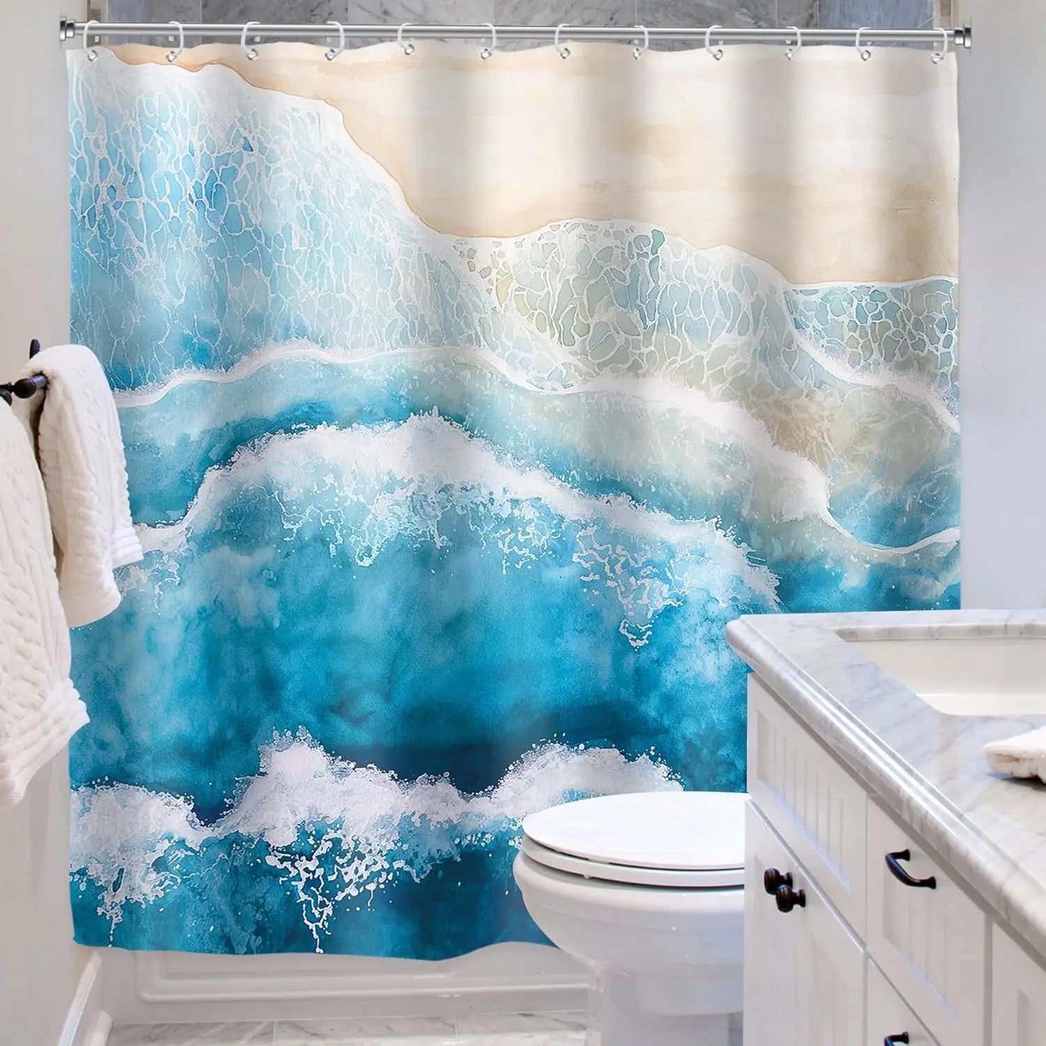 Wasserdichter Polyester Duschvorhang - Coastella