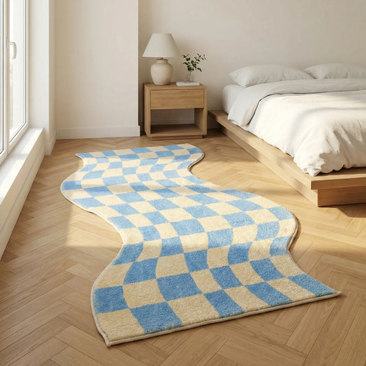 Wavy Check Floor Rug - PastelWave