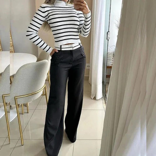 Two-piece Women's Autumn Set with Stripes – Isabelle