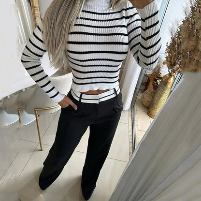 Two-piece Women's Autumn Set with Stripes – Isabelle