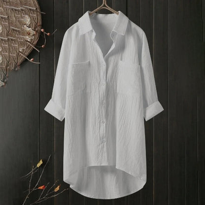 Lightweight Ladies' Blouse with Long Sleeves and Front Pockets – Selene
