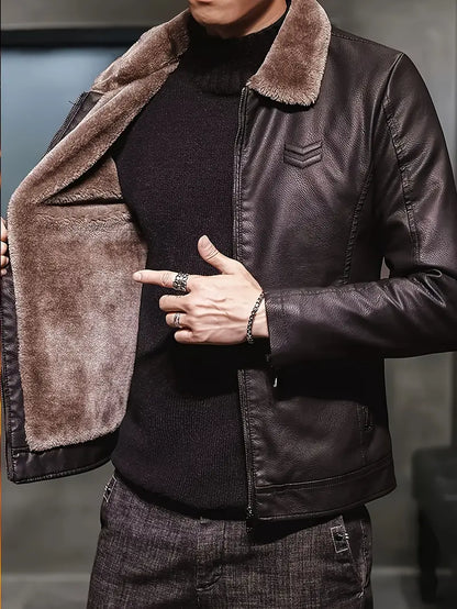 Men's leather jacket with thermal lining – Dario