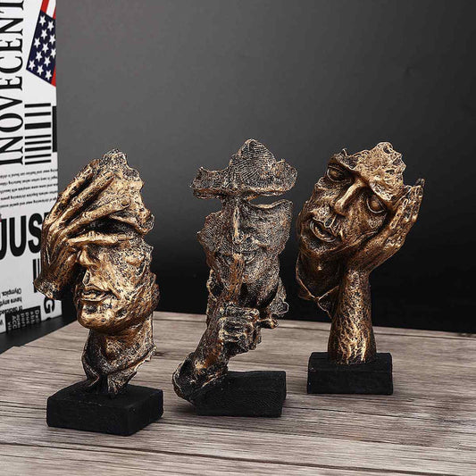 Abstract Golden Sculpture – Soren-Set of 3-The Livary
