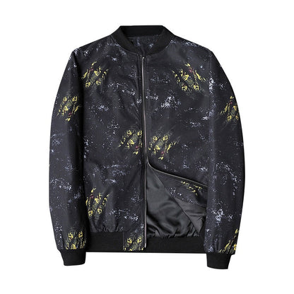 Abstract Printed Men's Bomber Jacket - Enzo-Black Gold-S-Nora Luxe