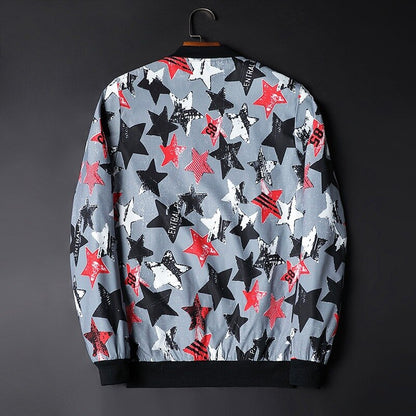 Abstract Printed Men's Bomber Jacket - Enzo-Black White-S-Nora Luxe